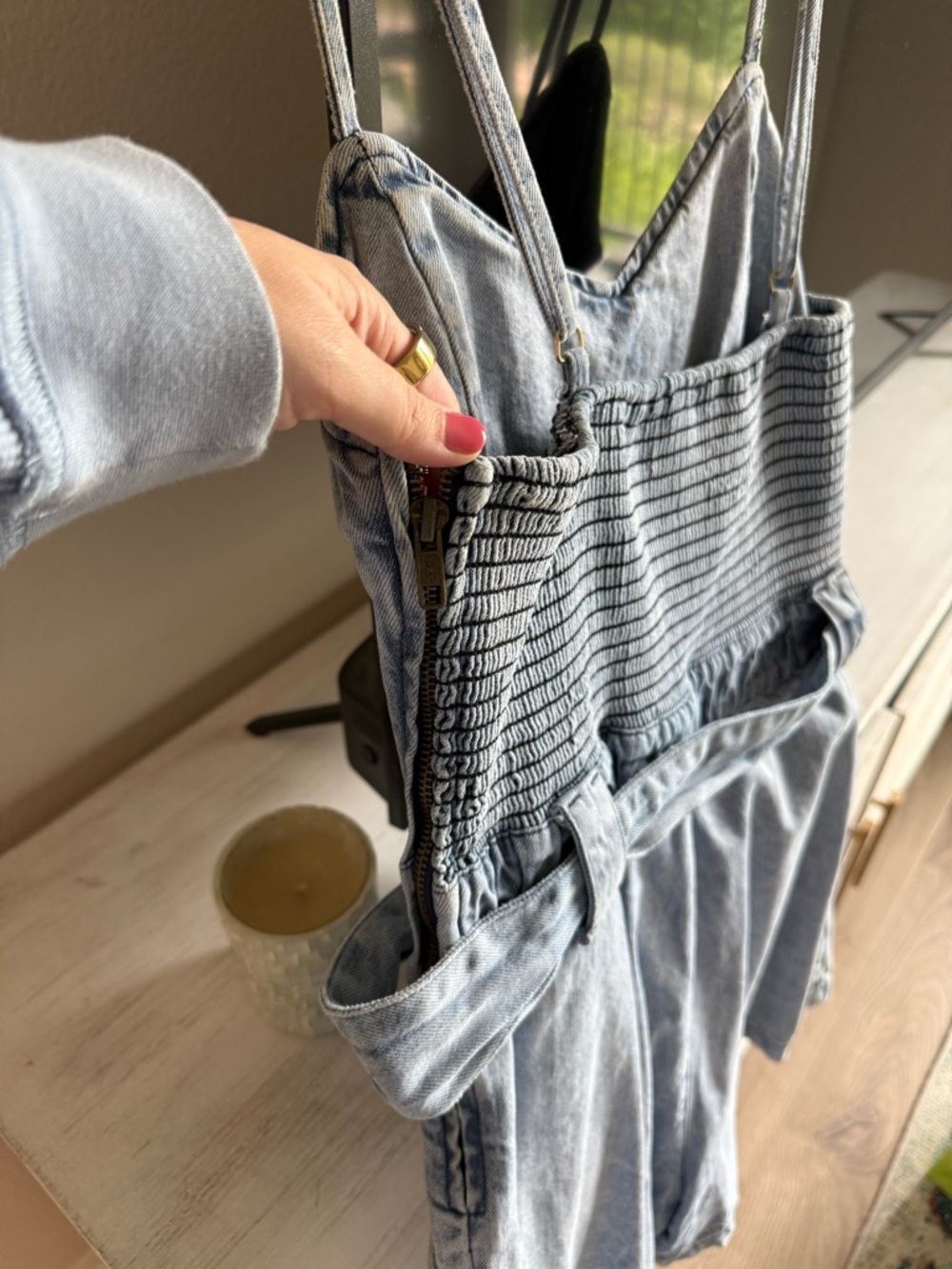 Show Me Your Mumu Sloane Romper - Light Wash Denim Color - Picture 3 of 5